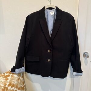 Like new J. Crew black blazer size 16. Pinstripe lining. Excellent condition.